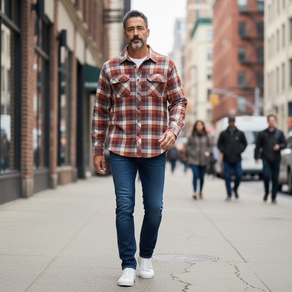 Noble Outfitters Heavyweight Multi Color Plaid Flannel‎ Shirt L Reg Grunge